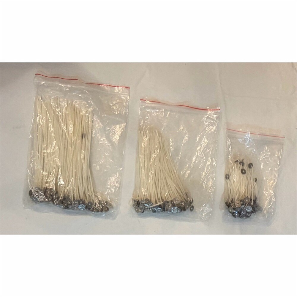Lot of 3 Bags Pre-Tabbed Candle Wicks with Metal Sustainers 6-10 Inch